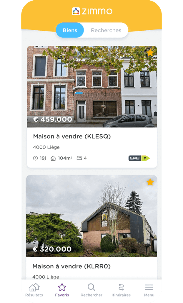 Sauvegardez vos maisons préférées dans l'application Zimmo ou partagez-les avec votre partenaire, vos amis ou votre famille. Sauvegardez vos maisons préférées dans l'application Zimmo ou partagez-les avec votre partenaire, vos amis ou votre famille.