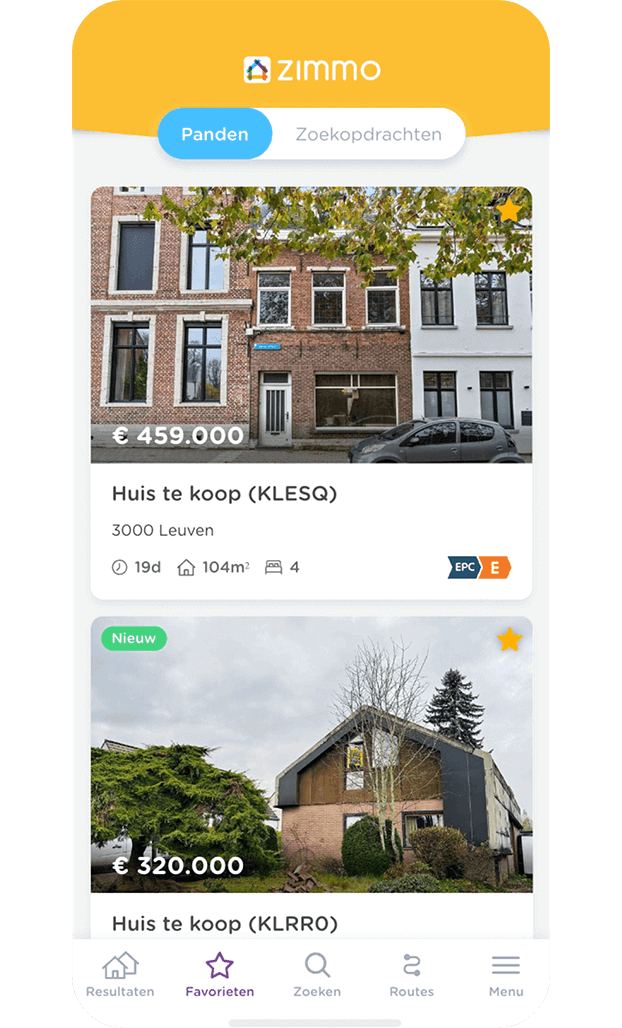 Bewaar je favoriete panden in de Zimmo App of deel ze met je partner, vrienden of familie. Bewaar je favoriete panden in de Zimmo App of deel ze met je partner, vrienden of familie.