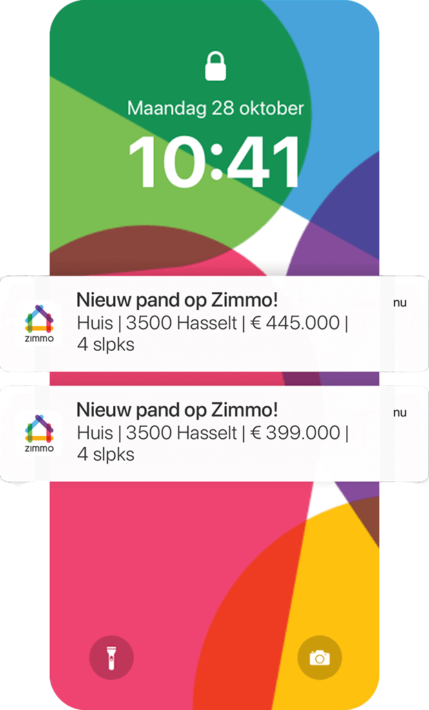 Zimmo app bezorgt meldingen op je smartphone wanneer er nieuwe panden online komen. Zimmo app bezorgt meldingen op je smartphone wanneer er nieuwe panden online komen.