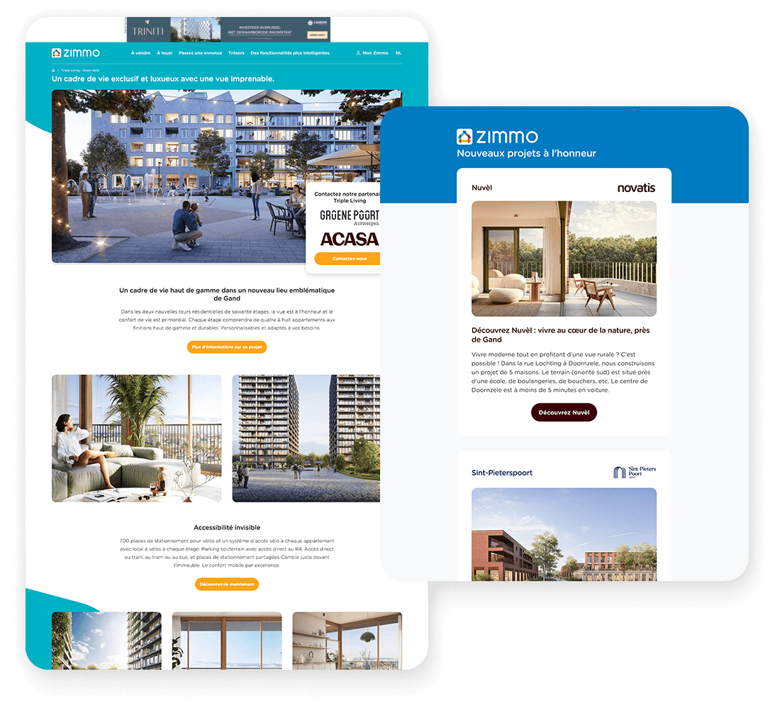 Exemple de contenu et marketing par e-mail sur Zimmo Exemple de contenu et marketing par e-mail sur Zimmo