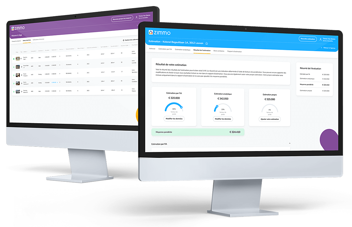 Marketview et outil d'estimation de Zimmo pour les professionnels de l'immobilier