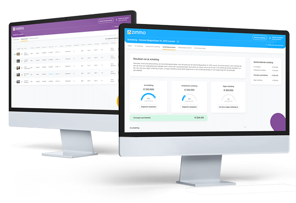 Marketview en schattingstool van Zimmo voor vastgoedprofessionals
