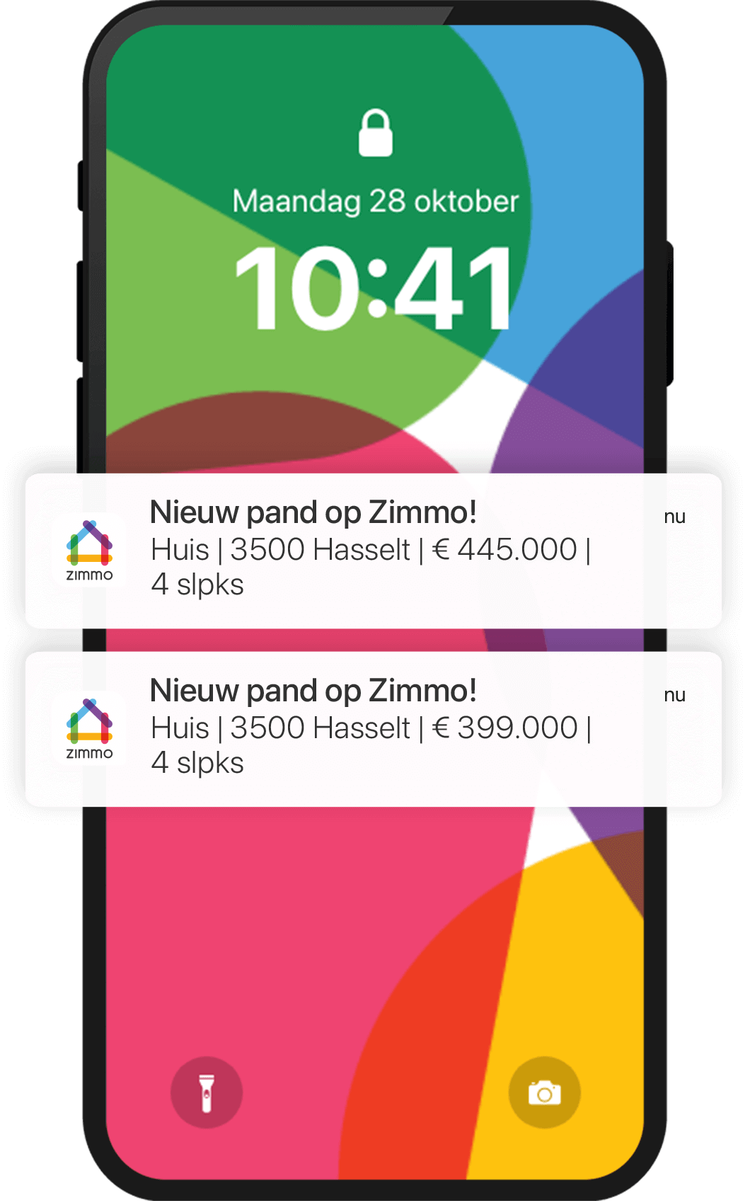 Zimmo app op Smartphone geïnstalleerd Zimmo app op Smartphone geïnstalleerd