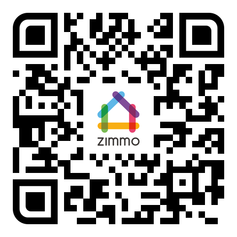 QR-code waarmee je de Zimmo app kan downloaden.