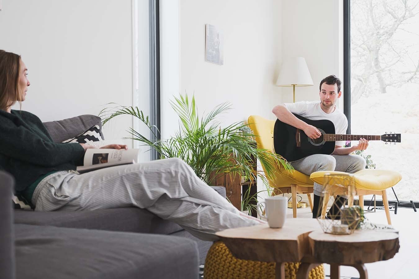Skilpod interieur - open woonruimte met veel licht