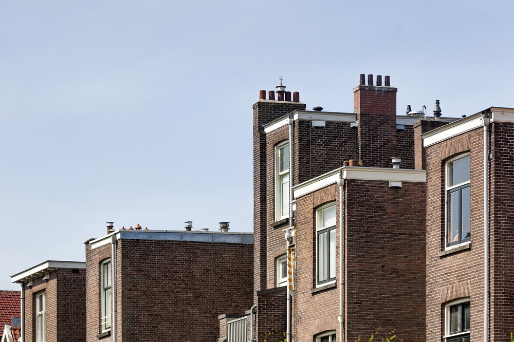 Back side of traditional small houses in Rotterdam